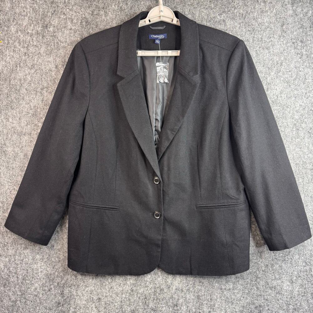 Chadwicks of Boston Women's 24W Gray Wool Blend Blazer Career Office Jacket